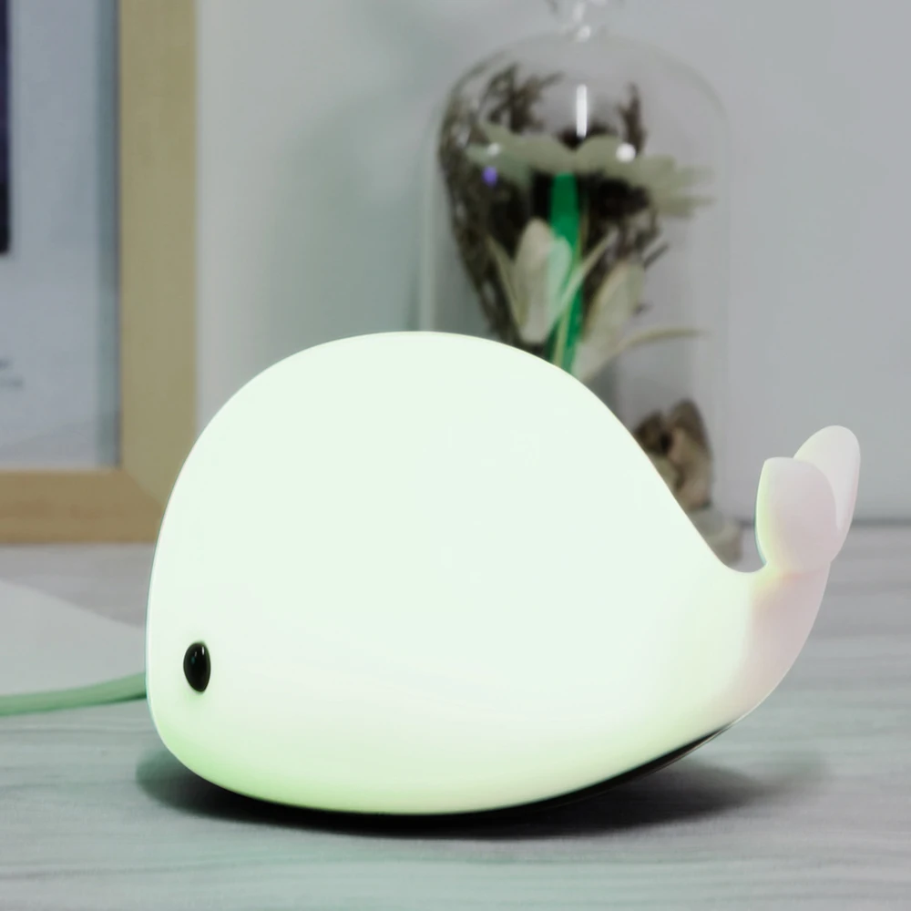 KID'S LED NIGHT LIGHT,SOFT DOLPHIN SILICONE LAMP,SENSITIVE TAP CONTROL 7 COLORS
