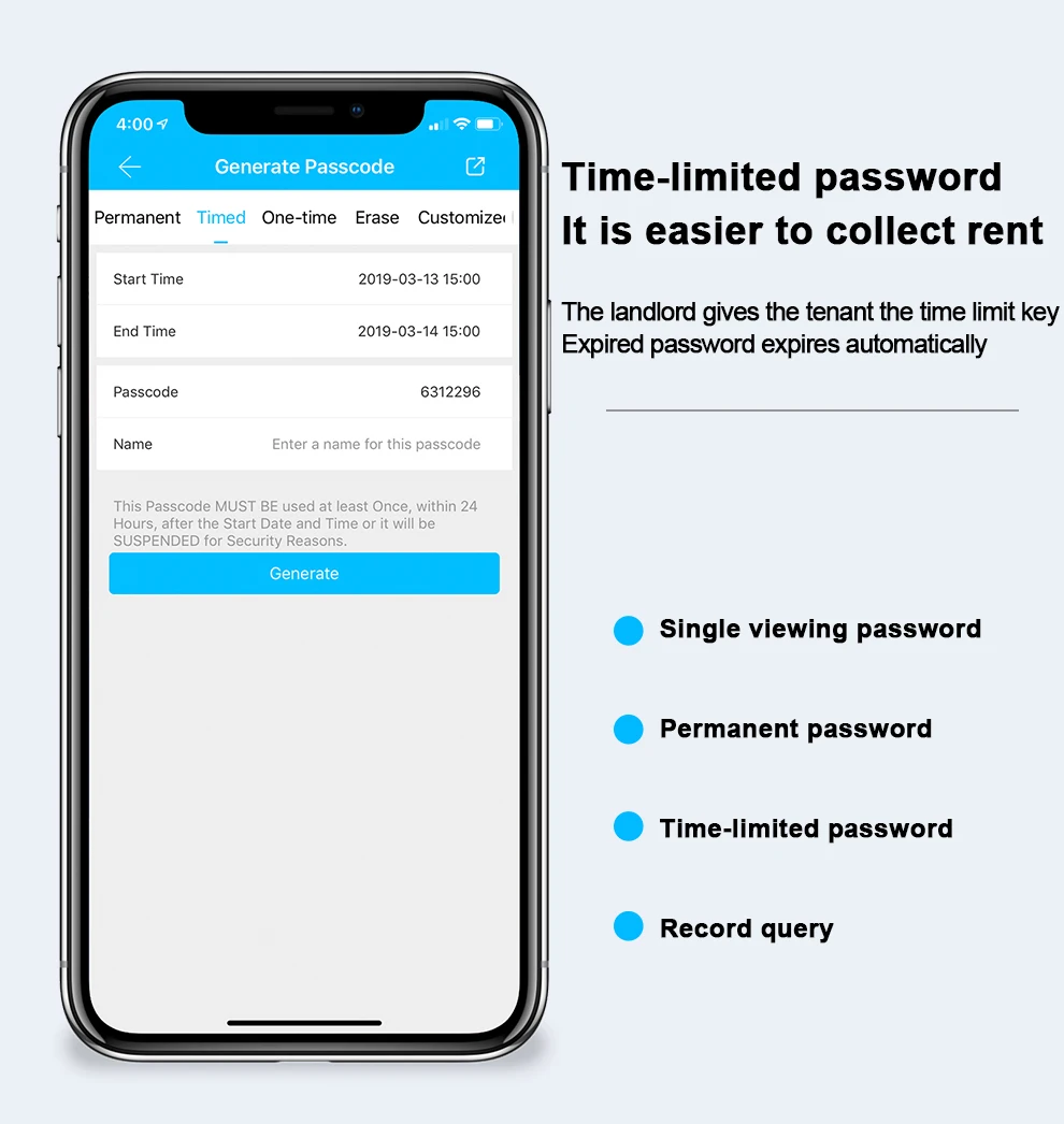 Cardoria WiFi Keyless App Digital Door Lock Bluetooths Password Lock Pin Code Electronic Smart Door Lock