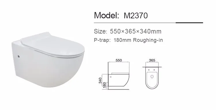 Manufacture AAA Quality European Washdow Wall Hung Color Ceramic Toilet set with Bidet 2376 set