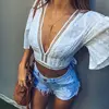 ZH3289G New Designs Sexy V neck White Clothes For Women Summer Cotton Women Clothing 2018