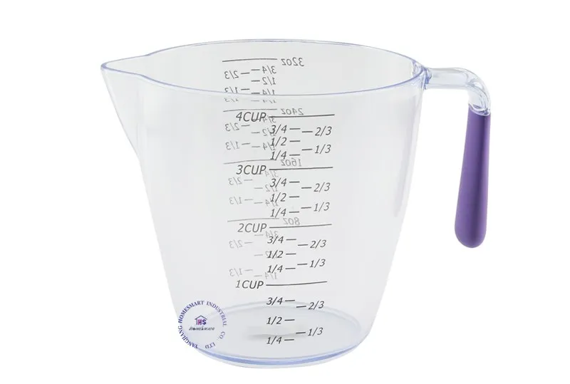 3 Pcs Transparent Plastic Measuring Cup Set With Purple Rubber Soft ...