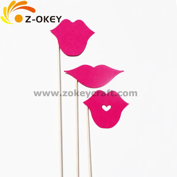 ZPP1558 Paper Photo Booth Props rose lips 3pieces set