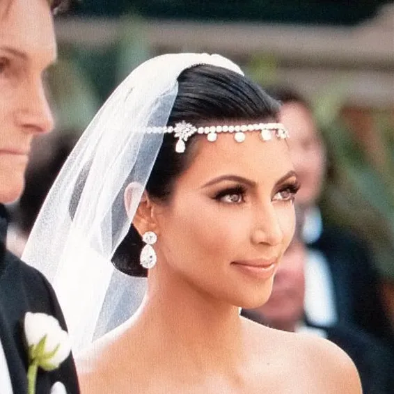 kim kardashians wedding headpiece
