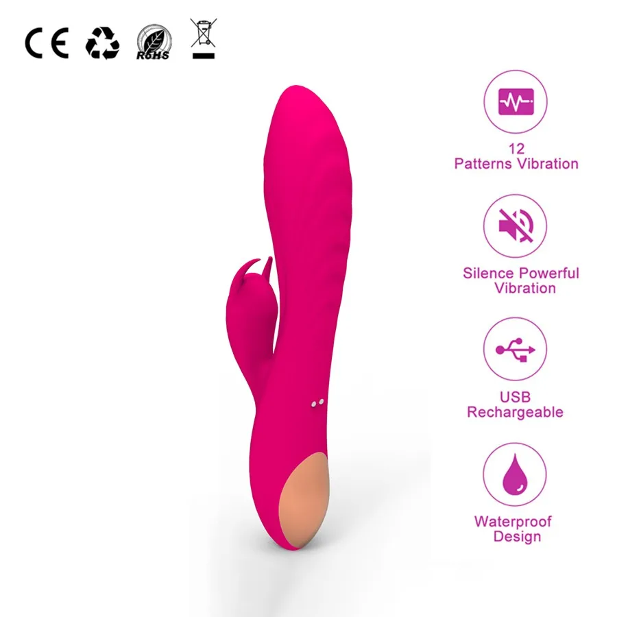 Rechargeable 100 Waterproof G Spot Rabbit Silicone Vibrator For Adult