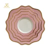 Cheap Crystal Ceramic Porcelain Rose Gold Rim Charger Plates Wedding Restaurant
