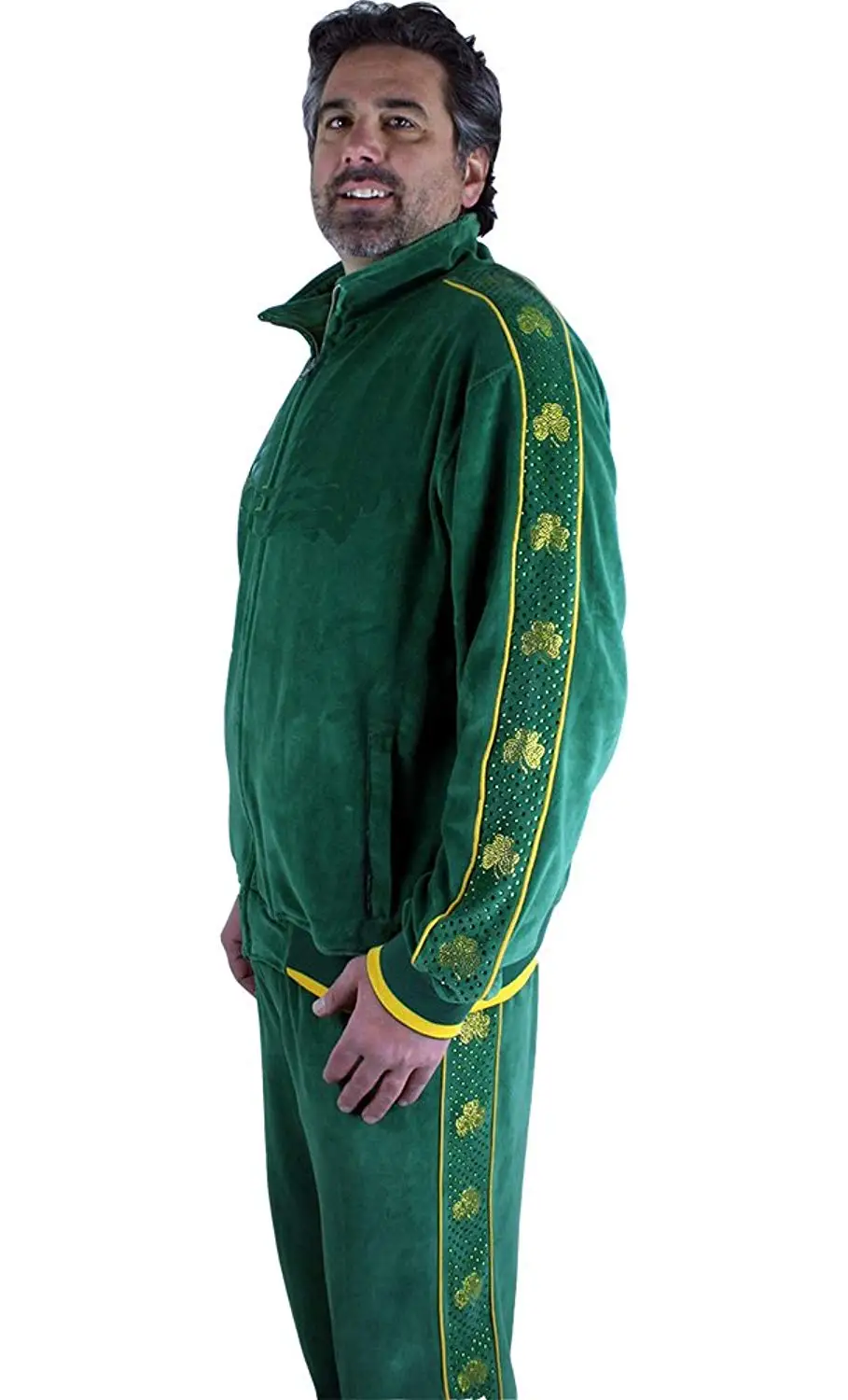 mens green velour tracksuit