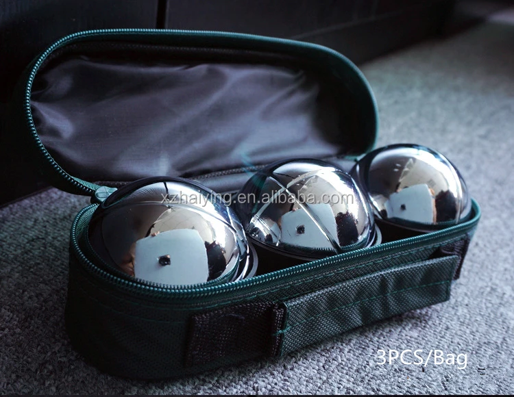 Metal Petanque With 73mm Silver Balls French Bocce Ball Set Grass Ball