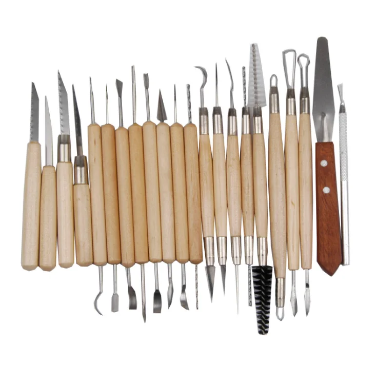 High Quality Wooden Metal Pottery Sculpting Carving Clay Modeling Tools ...