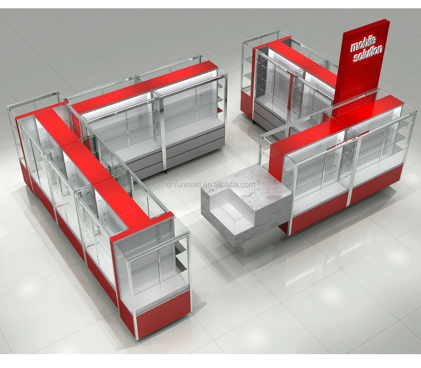 Cell phone accessory kiosk design 3x4m shopping mall phone kiosk design