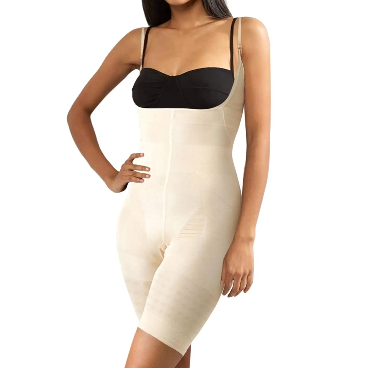 Shymay Womens Mid Thigh Bodysuit Tummy Control Waist Slimming Full Body Girdle