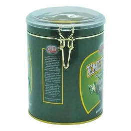 Rectangle metal tea tin box with hinged lid