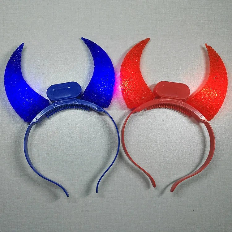 Xmas Novelties Led Flashing Devil Horns Hair Band Light Up Devil Horns