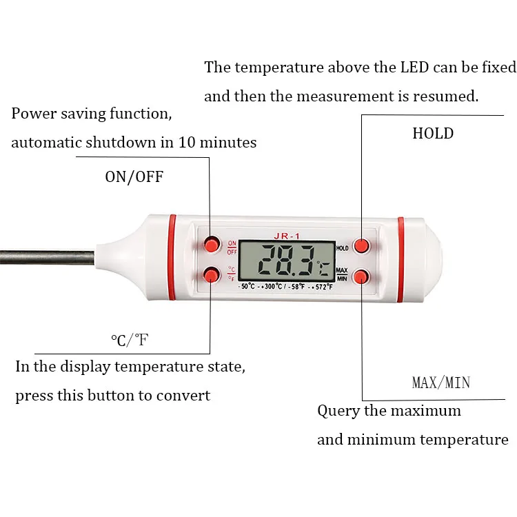 JR 1 Digital BBQ Meat Thermometer Kitchen Probe Water Milk Oil Liquid Oven Thermometer JR-1