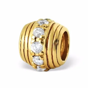 Sterling Silver Jewelry Wholesale Thailand. 18k Gold Plated 925 Silver Bead With Cz Stones ...