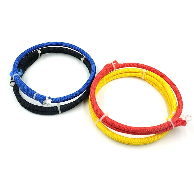Multi color reinforced nylon rope with one strand steel wire core