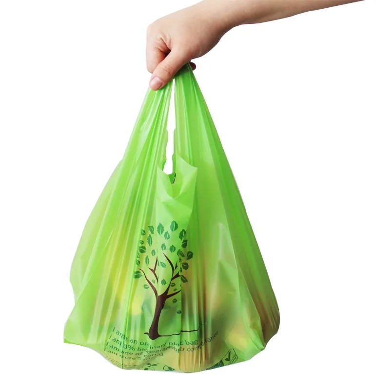 100% Compostable Gold Trash Garbage Corn Starch Bioplastic Packaging Shopping Bags Compostable ...