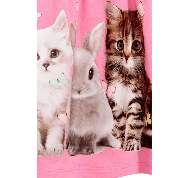 Bayi Perempuan Berpakaian Desain Pink Lucu Hewan Kucing Kelinci