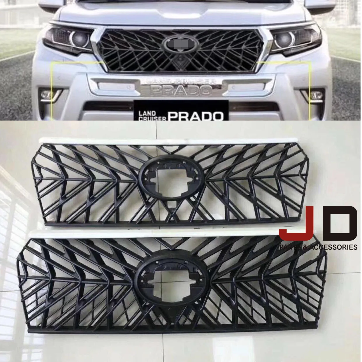 Buy Dciustfhe Car Front Grille Bumper, For Toyota Hilux Revo Rocco GR 2021 Abs Replacement Honeycomb Mesh Double Slat Hood Frame Sport Radiator Accessories