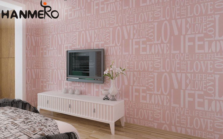 Beautiful pink love printing wedding room decoration wallpaper