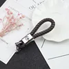 Promotion handmade gift woven leather cord braided rope PU Leather keychain factory price car keychain
