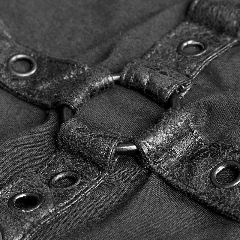 T-422 Punk black Sleeveless long Stripe Decoration wholesale Man Vest