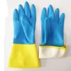 Bio color Neoprene glove Blue Yellow flock lined chemical industrial gloves