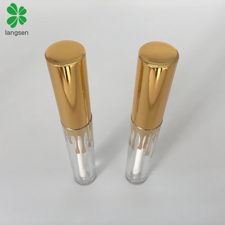 4ml Plastic Round Clear Lip Gloss Tube With Gold Metal Cap,Empty ...