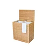 Fashion European Style Household Essential Oversized Divided Clothes Storage Natural Bamboo 2 Sections Laundry Basket With Lid