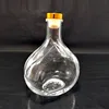 Unique round shape empty clear Brandy glass wine bottle with cork source manufacturer