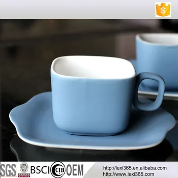 Special Design Rubber Painting Porcelain Square Coffee Cup And Special Design Rubber Painting Porcelain Square Coffee Cup And Saucer Set Fine Bone China Espresso