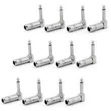 12PCS Metal 1/4 inch TS Right Angle Mono Phone Plug Connector 6.3mm Jack
