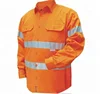 OEM Mens Hi Vis Safety Orange 100%cotton Long Sleeve Snap Front Work Shirts