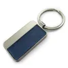 custom key ring engraved logo key holder square leather metal keychain