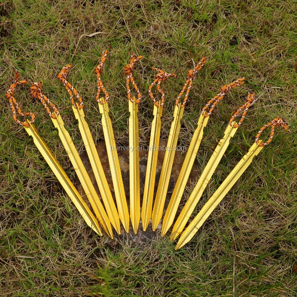 Outdoor Camping Tent Peg With Rope Aluminium Alloy Travel Kits Beach