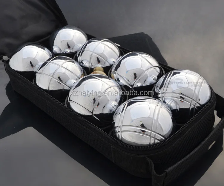 Metal Petanque With 73mm Silver Balls French Bocce Ball Set Grass Ball