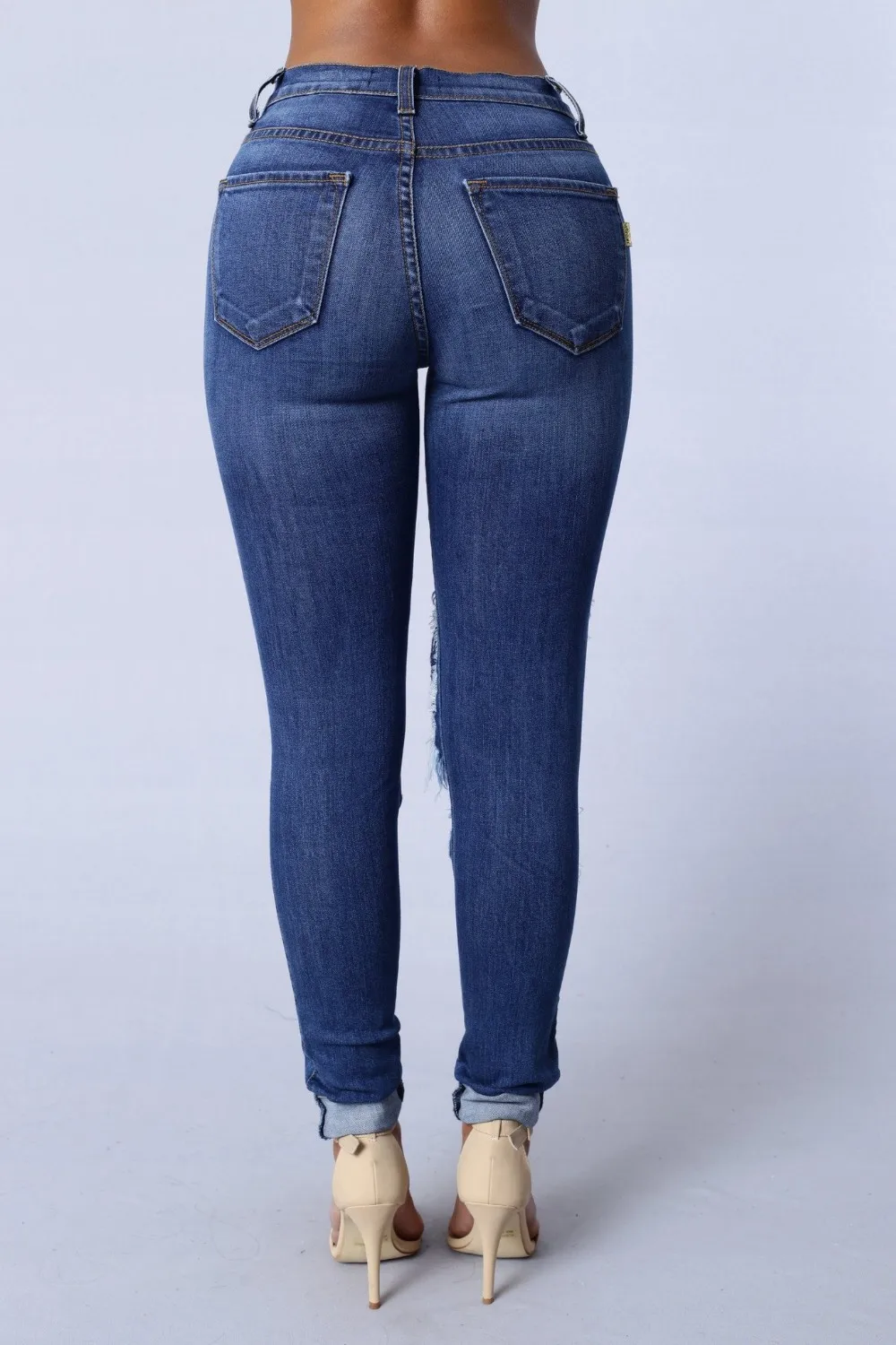 High Quality Hot Sexy Women Ladies Tight Jeans Medium Blue Beach Bum ...