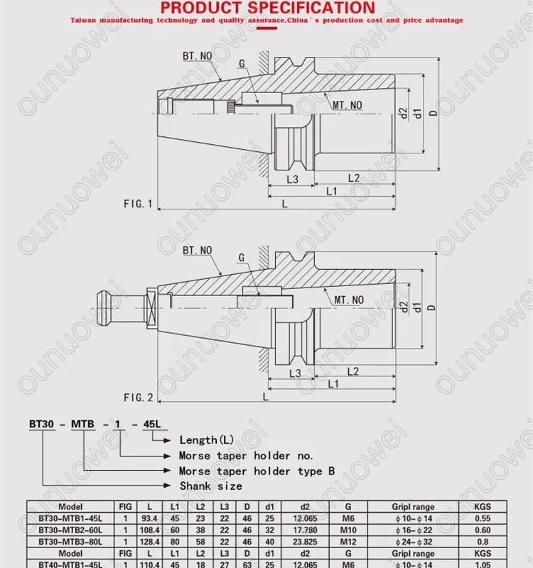 iso cat standard 6 Taper Morse Bt30/bt40/bt50 Holder mtb1/mtb2/mtb3/mtb4/mtb5