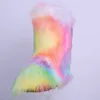 Newest fashion girl fox fur boots hot women faux fur winter snow black lady boots
