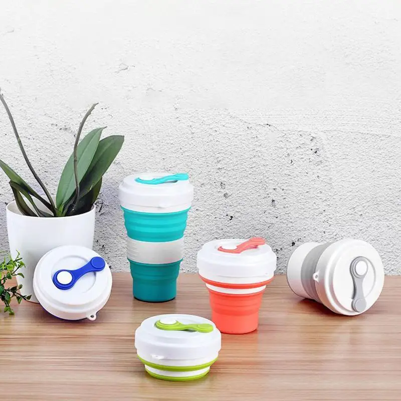 Free Collapsible Reusable Folding Coffee Mug Travel Camping Foldable Silicone Rubber Expandable