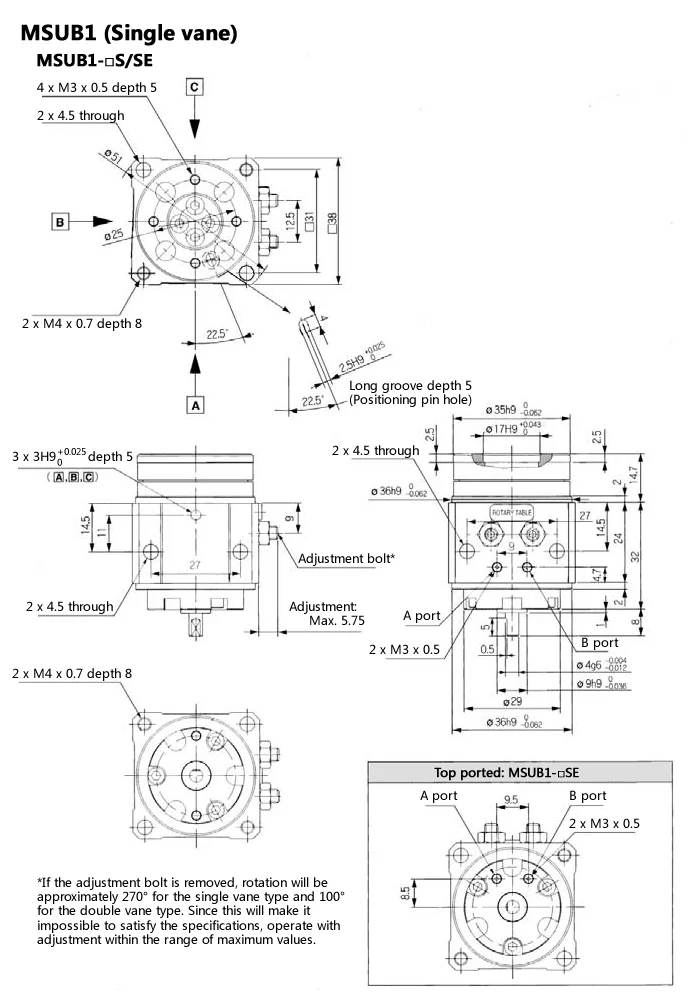 Rotary Table/Pneumatic Cylinder Series MSUB