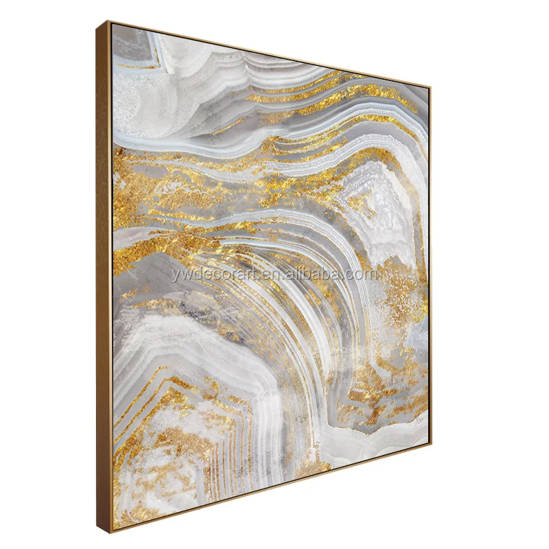 Frame Wall Art Golden Agate Marbled Geode Home Decor Print Canvas