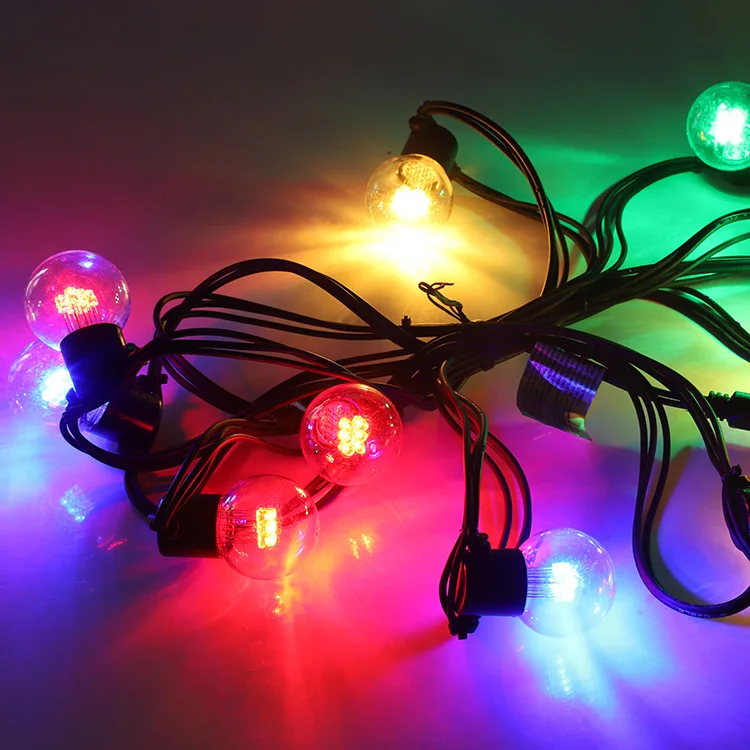 5M 10M Connectable Hanging Rubber Wire LED Festoon Light Globe Ball G45 String Light Christmas Decoration