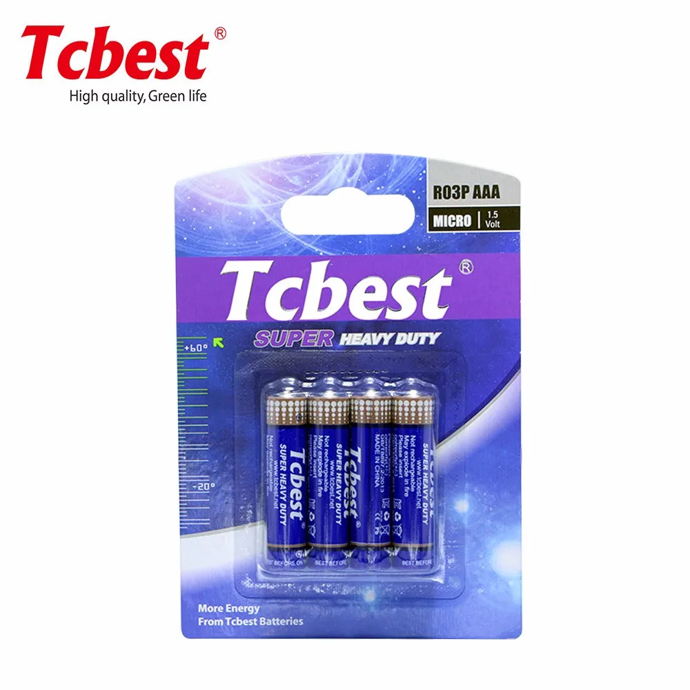 Tcbest R03 Size Um4 1.5 V Battery 1.5v R03p Um4 Aaa Carbon Dry Battery
