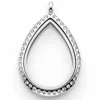 MECYLIFE Tear/Water Drop Floating Locket Pendant Memory Necklace Stainless Steel Oval Locket Pendant Necklace