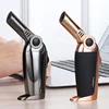 Custom logo Metal luxury butane torch lighter single flame gas refillable cigar lighter