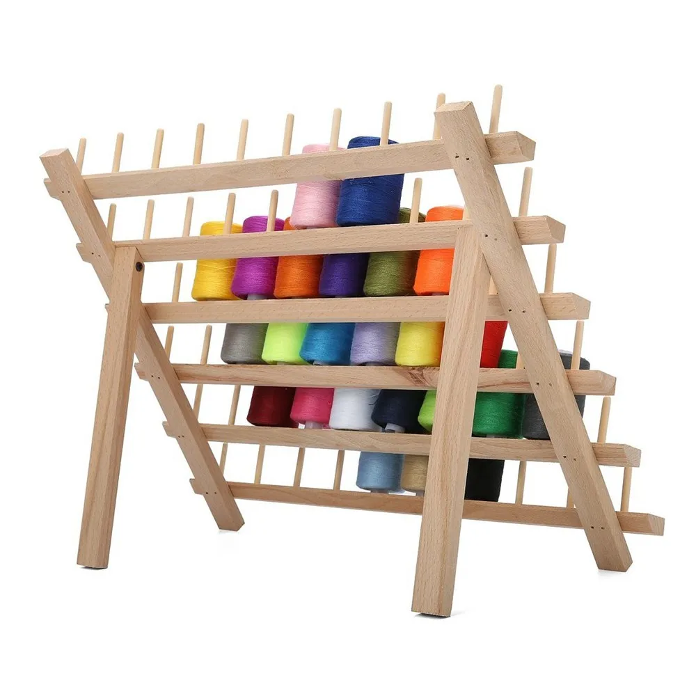 60 Spools Wooden Thread Holder Rack Organizer Storage Holder For