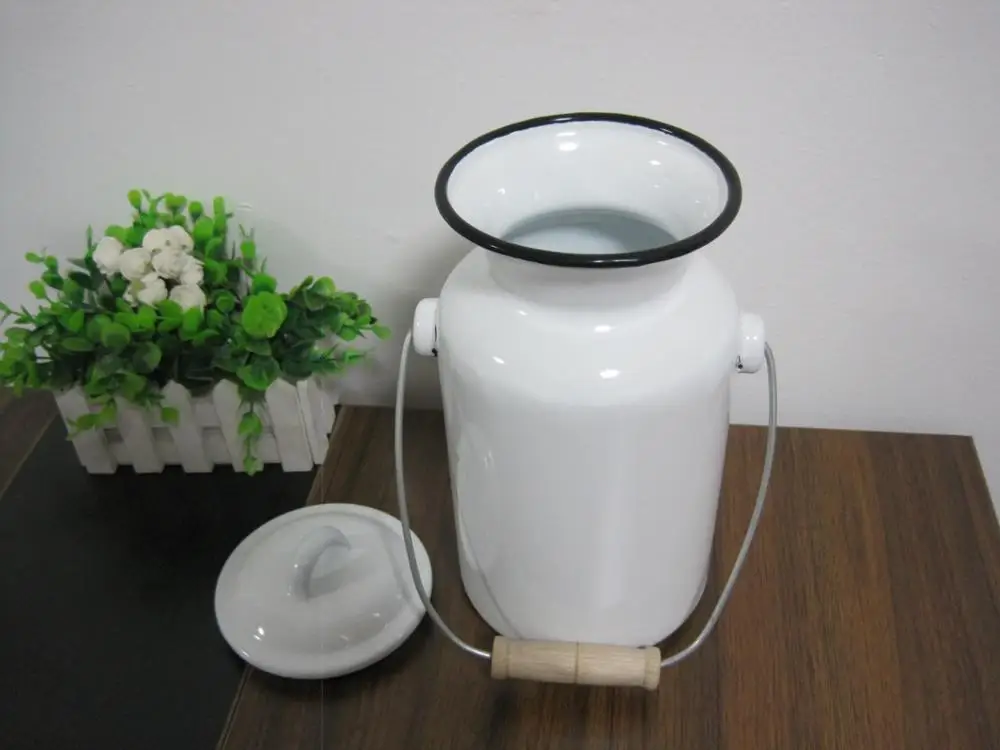 Customized Enamel Milk Pot,Enamel Kettle With Wooden Handle Buy
