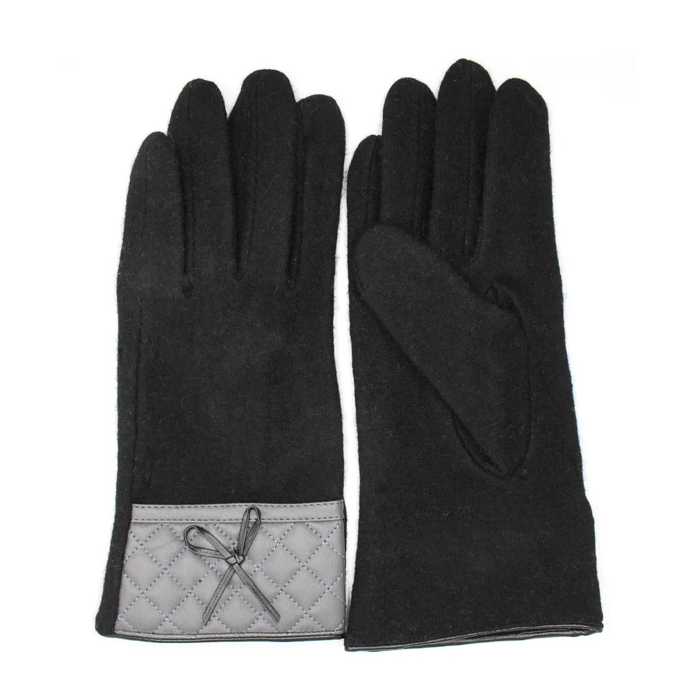 women's new style woolen leather wrist wholesale gloves