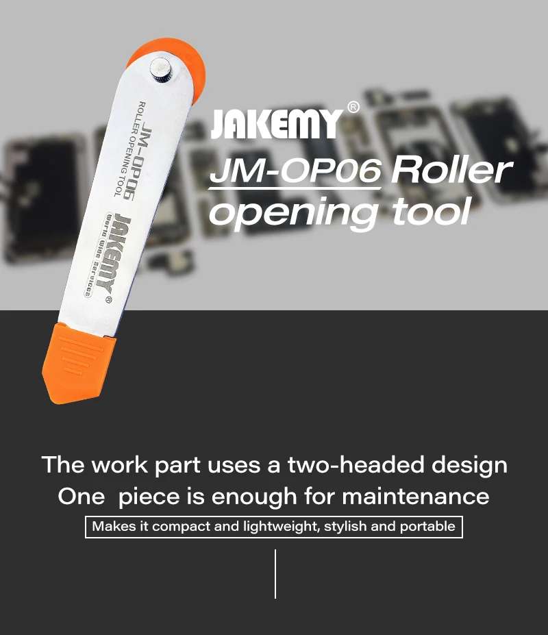 JAKEMY OP06 Professional Mini Safe Roller Opening Tool Stainless Strong POM DIY Pry Tool for Tablet Phone Pad Disassemble