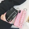 Rivet Phone Case For iphone X 6 7 8 6Plus 7Plus 8Plus Soft TPU With Wrist Band Strap Back Cover Cases for girls teens